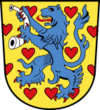 Ein Wappen des Wasserverbandes mit Löwe und Herzen.