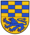 Ein Wappen mit einem Löwen.